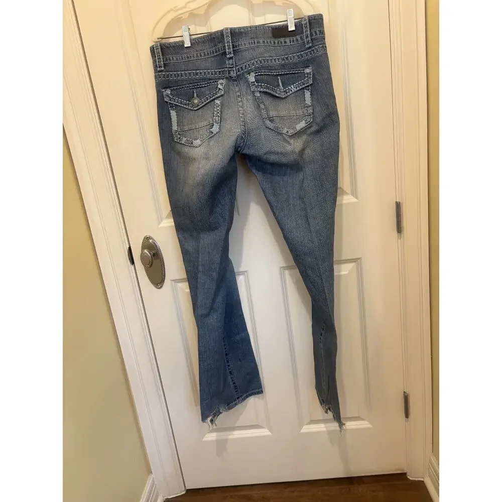 Daytrip Virgo Bootcut Jeans Sz 32 Long Denim Heavy Stitch Western Boho Y2K